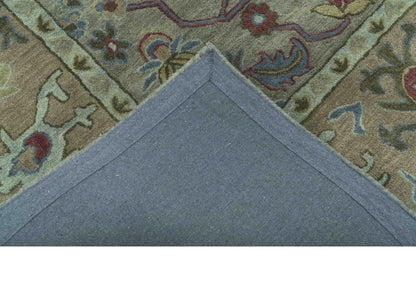 Custom Made Beige and peac Traditional Oushak Design Hand Tufted Wool Rug.