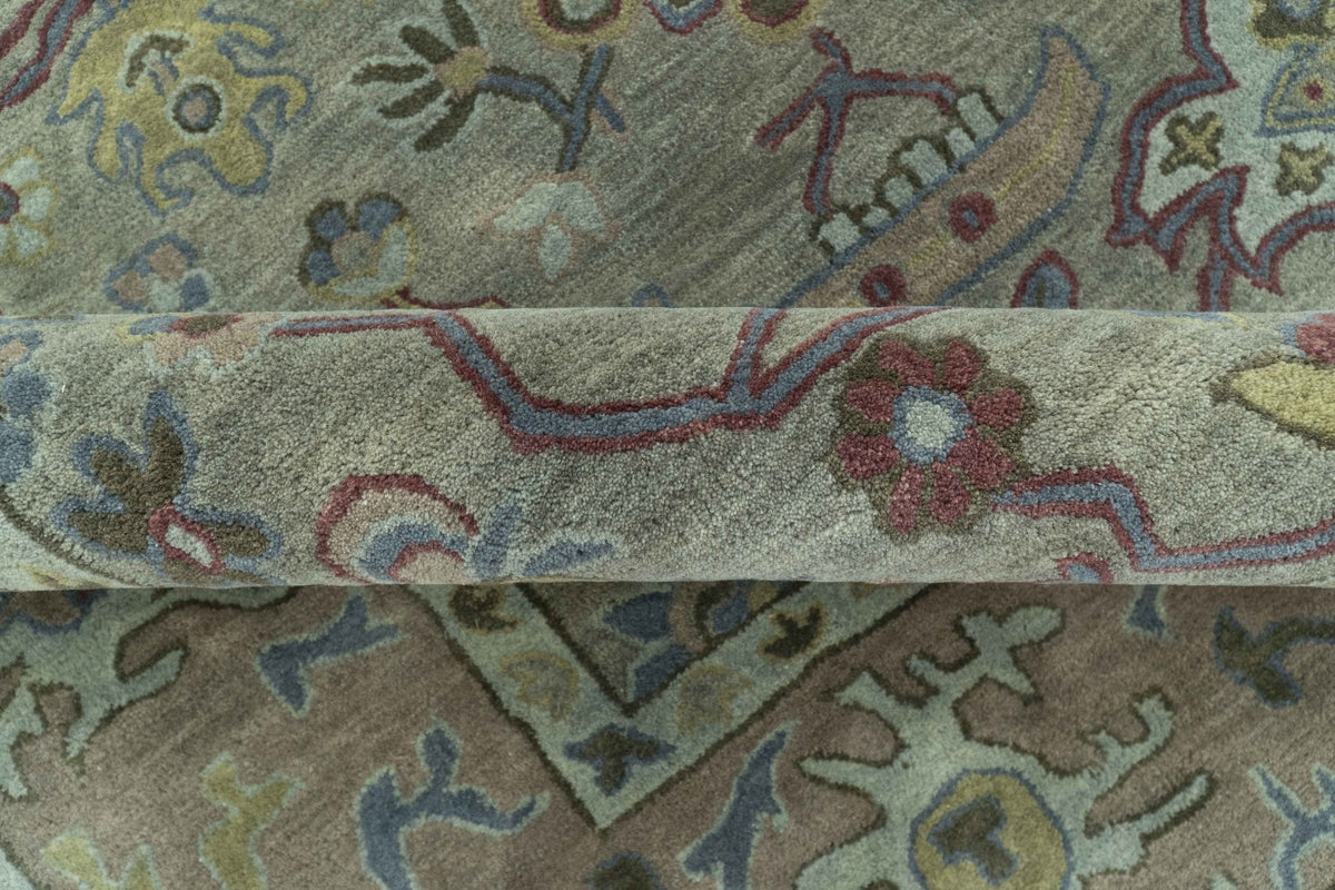 Custom Made Beige and peac Traditional Oushak Design Hand Tufted Wool Rug.