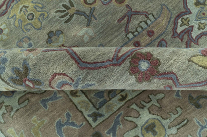 Custom Made Beige and peac Traditional Oushak Design Hand Tufted Wool Rug.