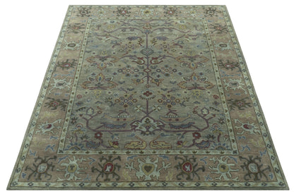 Custom Made Beige and peac Traditional Oushak Design Hand Tufted Wool Rug.