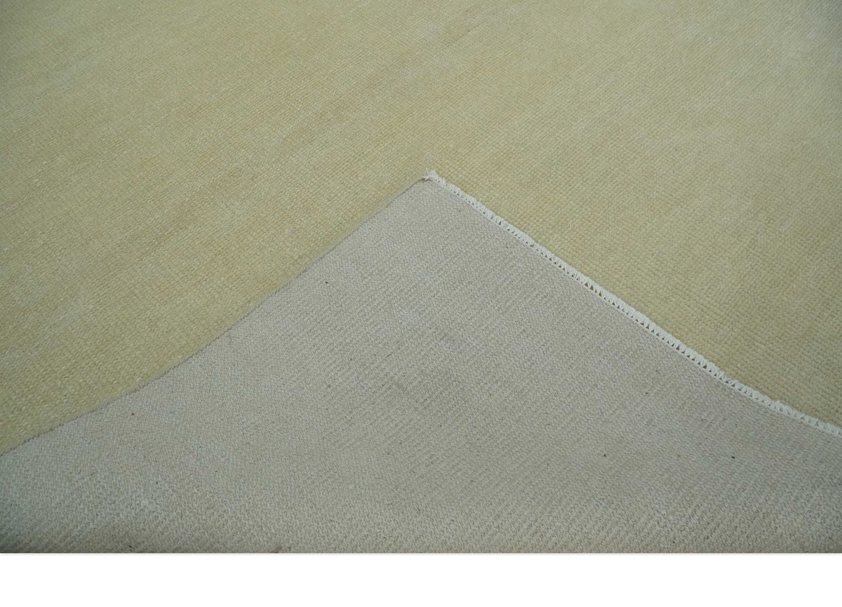 Custom Made Beige Modern Solid Hand knotted wool Area Rug.