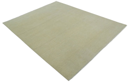 Custom Made Beige Modern Solid Hand knotted wool Area Rug.