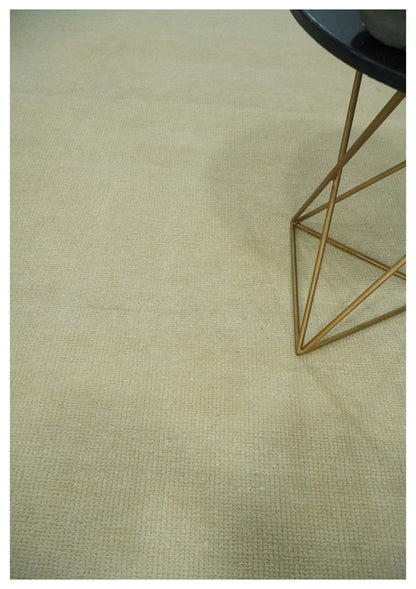 Custom Made Beige Modern Solid Hand knotted wool Area Rug.