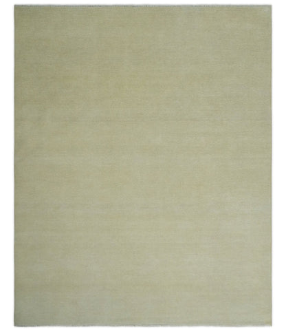 Custom Made Beige Modern Solid Hand knotted wool Area Rug.