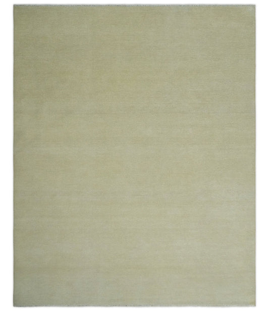 Custom Made Beige Modern Solid Hand knotted wool Area Rug.