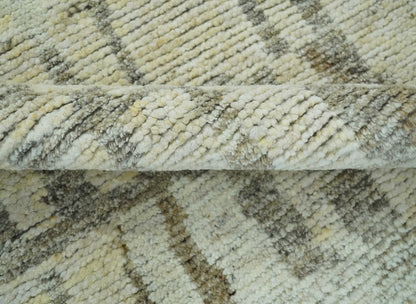 Custom Made Beige, Olive and Gray Hand Knotted Modern Abstract wool Area Rug.