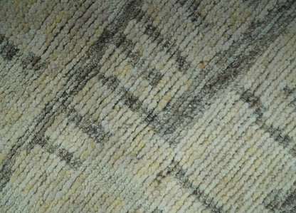 Custom Made Beige, Olive and Gray Hand Knotted Modern Abstract wool Area Rug.