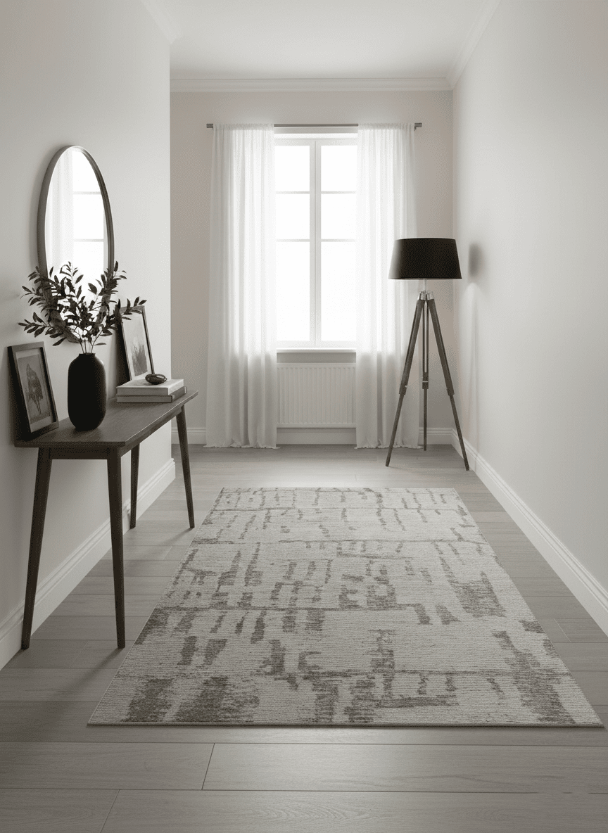 Custom Made Beige, Olive and Gray Hand Knotted Modern Abstract wool Area Rug.