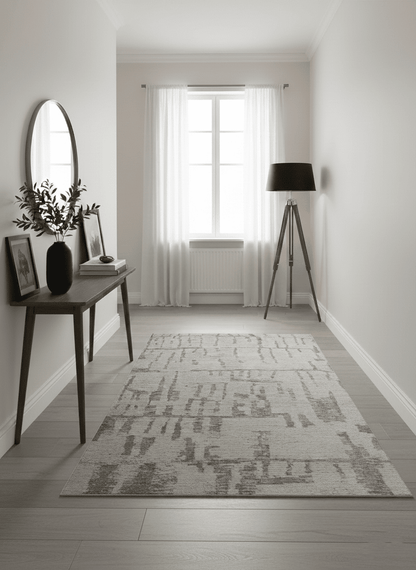 Custom Made Beige, Olive and Gray Hand Knotted Modern Abstract wool Area Rug.