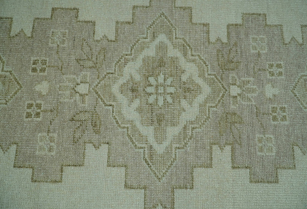 Custom Made Beige Traditional Turkish Design Hand knotted Wool Area Rug.