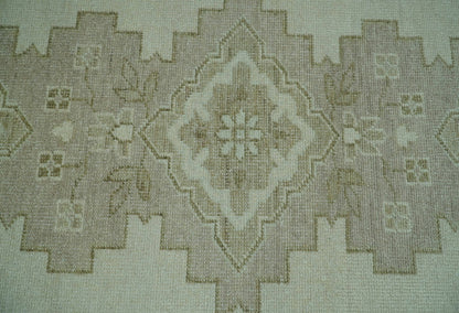 Custom Made Beige Traditional Turkish Design Hand knotted Wool Area Rug.
