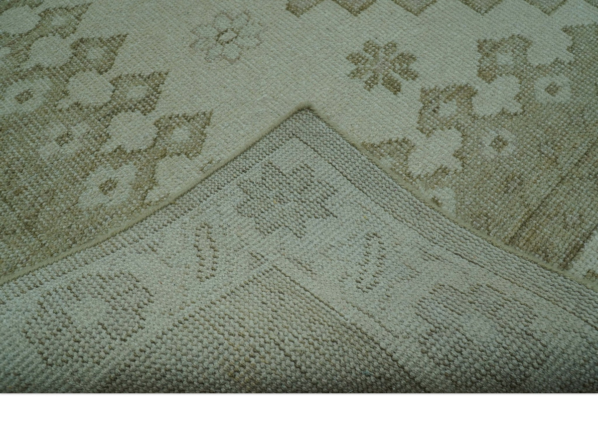Custom Made Beige Traditional Turkish Design Hand knotted Wool Area Rug.