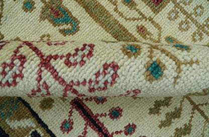 Custom Made Black And Ivory Traditional Serapi Design Hand Knotted Wool Rug.