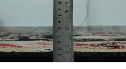Custom Made Black, Rust, and Olive Traditional Oriental Hand Knotted Wool Area Rug.