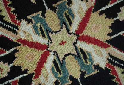 Custom Made Black, Rust, and Olive Traditional Oriental Hand Knotted Wool Area Rug.