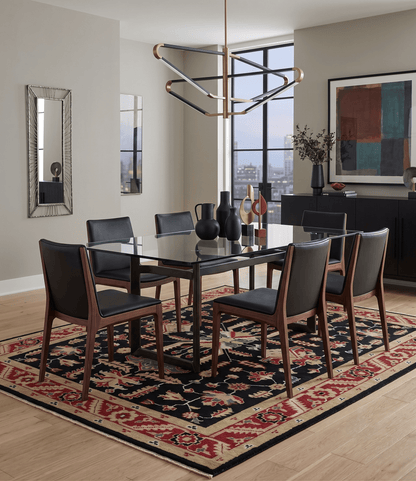 Custom Made Black, Rust, and Olive Traditional Oriental Hand Knotted Wool Area Rug.