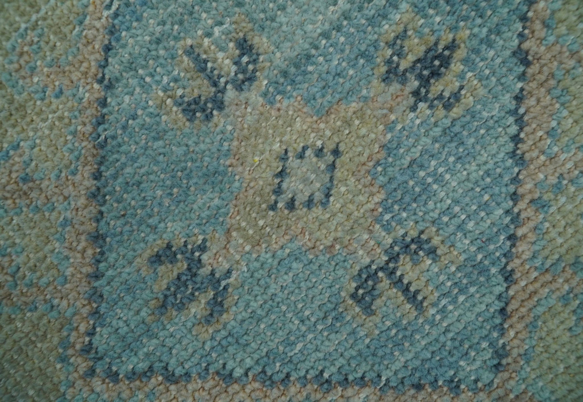 Custom Made Blue And Beige Turkish Design Hand knotted Wool Area Rug.