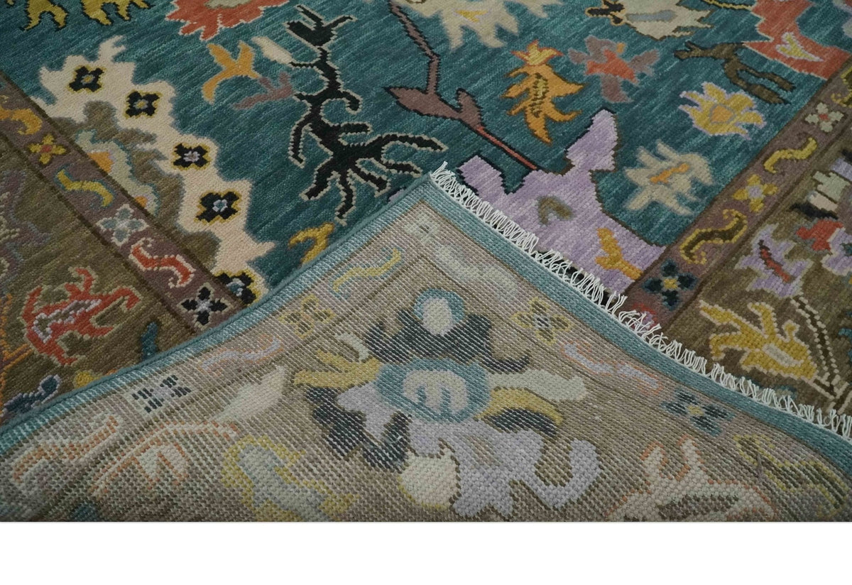 Custom Made Blue and Brown Colorful Multi Size Oushak wool Area Rug.