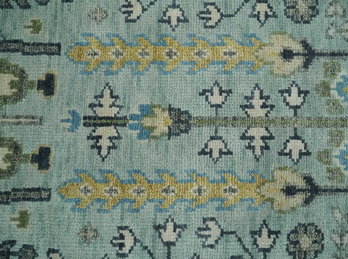 Custom Made Blue And Ivory Tree of life Round Hand Knotted Rug.
