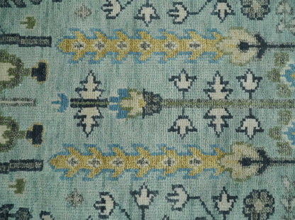 Custom Made Blue And Ivory Tree of life Round Hand Knotted Rug.