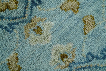 Custom Made Blue And Olive Traditional Oriental Design Hand knotted Wool Area Rug.