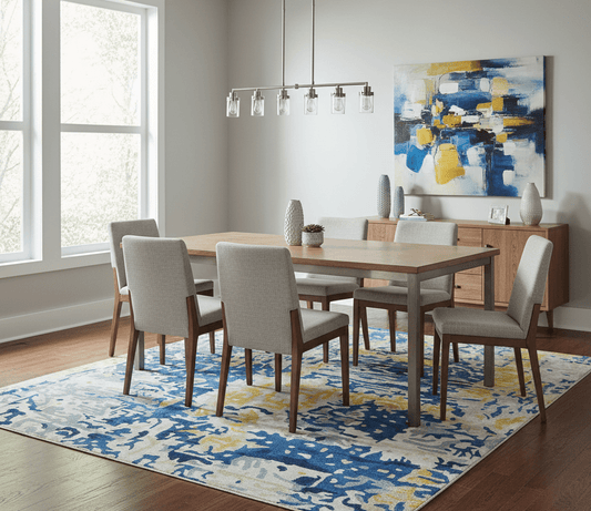 Custom Made Blue Modern Abstract Design Hand Tufted  Area Rug.