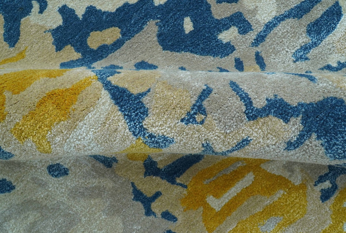 Custom Made Blue Modern Abstract Design Hand Tufted  Area Rug.