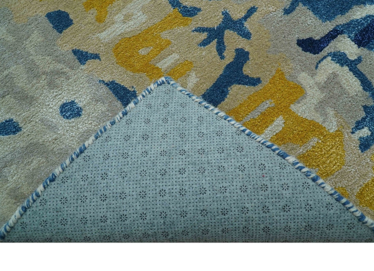 Custom Made Blue Modern Abstract Design Hand Tufted  Area Rug.
