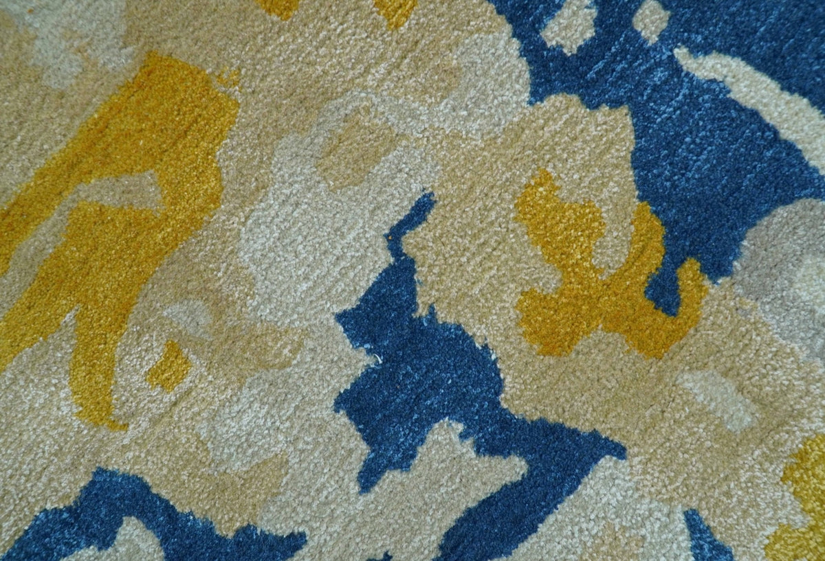 Custom Made Blue Modern Abstract Design Hand Tufted  Area Rug.