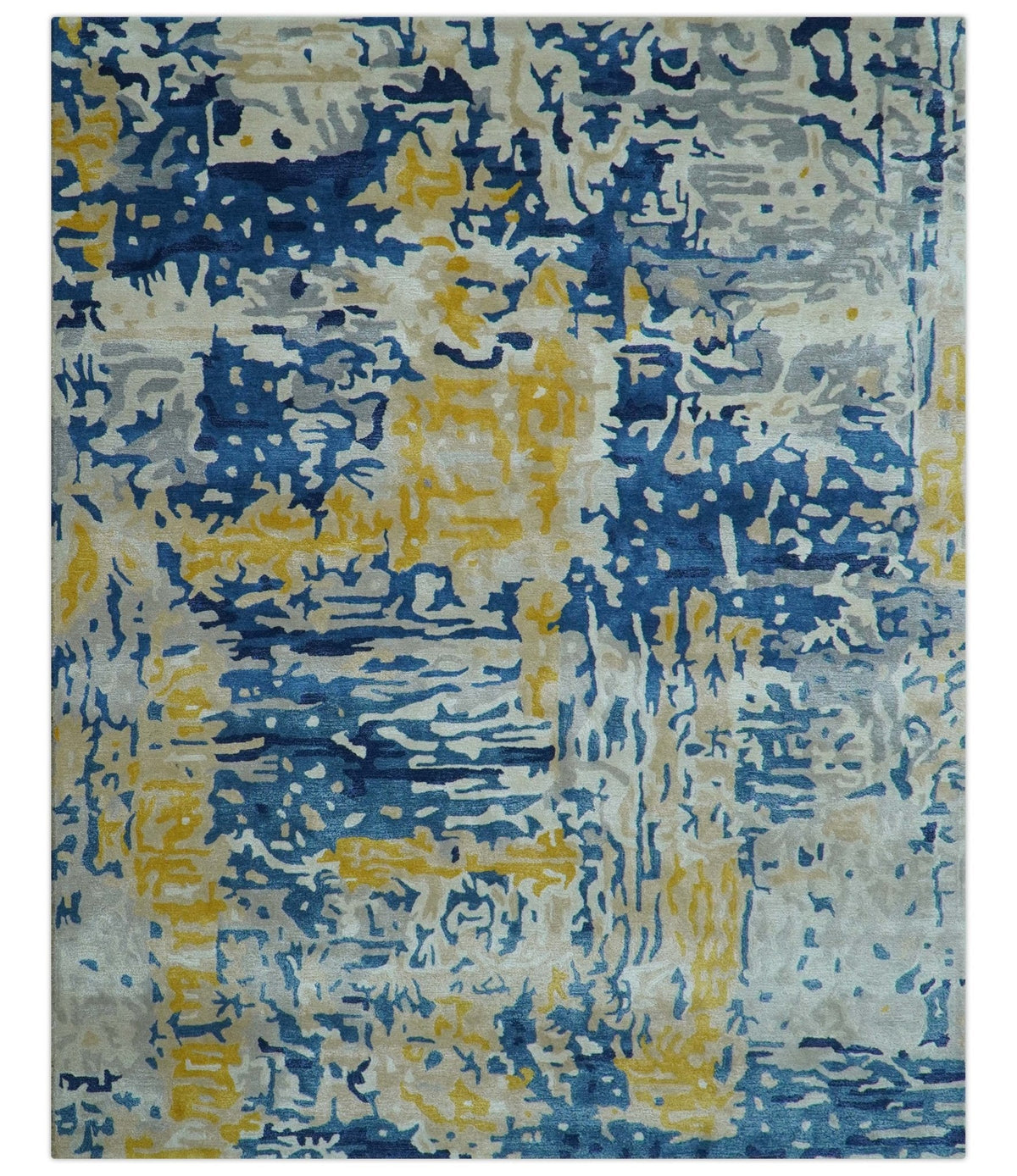 Custom Made Blue Modern Abstract Design Hand Tufted  Area Rug.