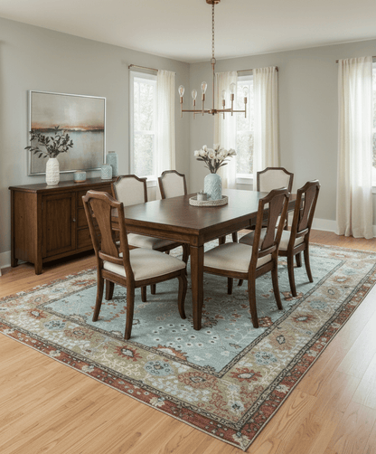 Custom Made Blue Modern Oushak Hand Knotted Wool Rug.