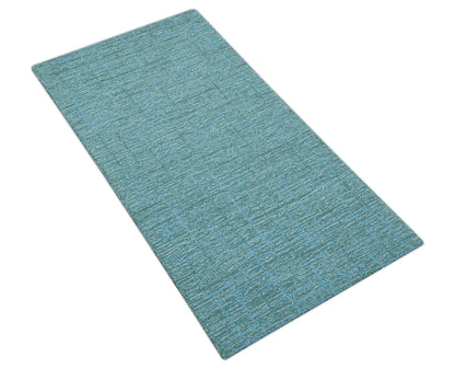 Custom Made Blue Modern Style Hand Tufted Wool Rug.