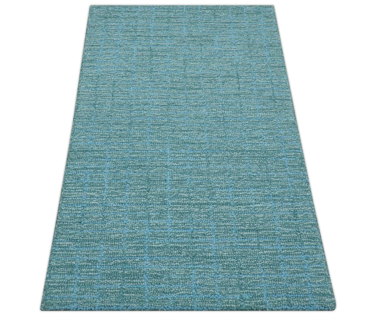 Custom Made Blue Modern Style Hand Tufted Wool Rug.