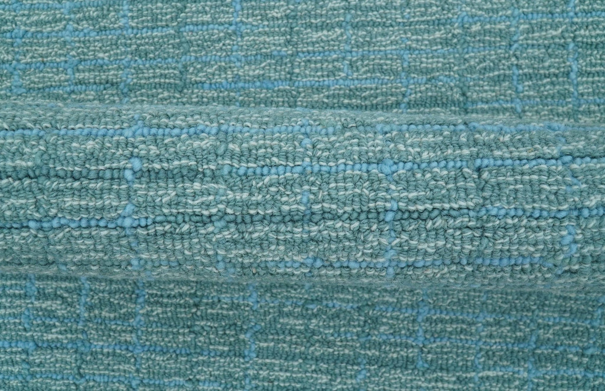 Custom Made Blue Modern Style Hand Tufted Wool Rug.