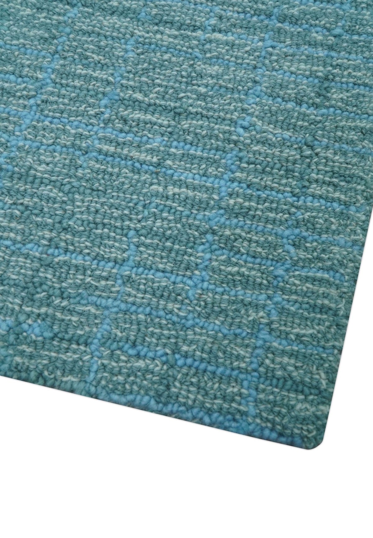 Custom Made Blue Modern Style Hand Tufted Wool Rug.