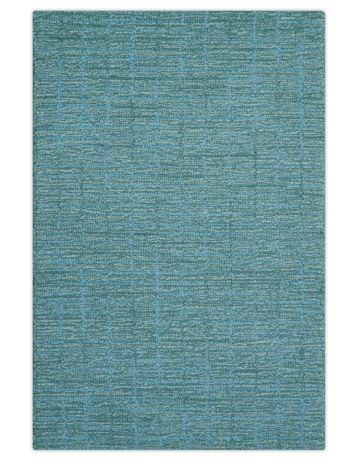Custom Made Blue Modern Style Hand Tufted Wool Rug.