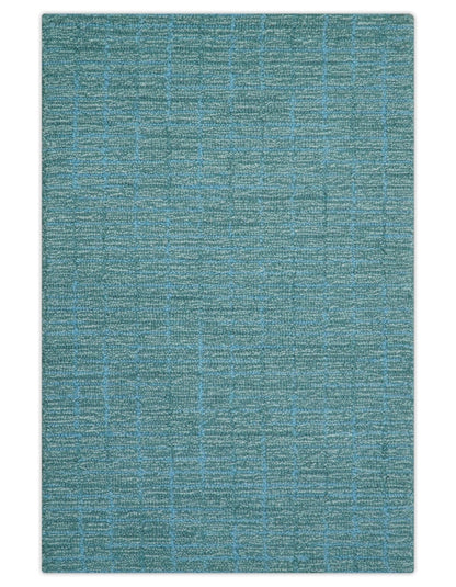 Custom Made Blue Modern Style Hand Tufted Wool Rug.