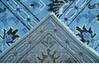 Custom Made Blue Traditional Persian Design Hand Knotted Wool Rug.