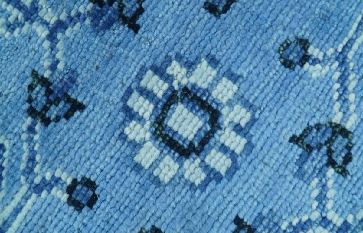 Custom Made Blue Traditional Persian Design Hand Knotted Wool Rug.