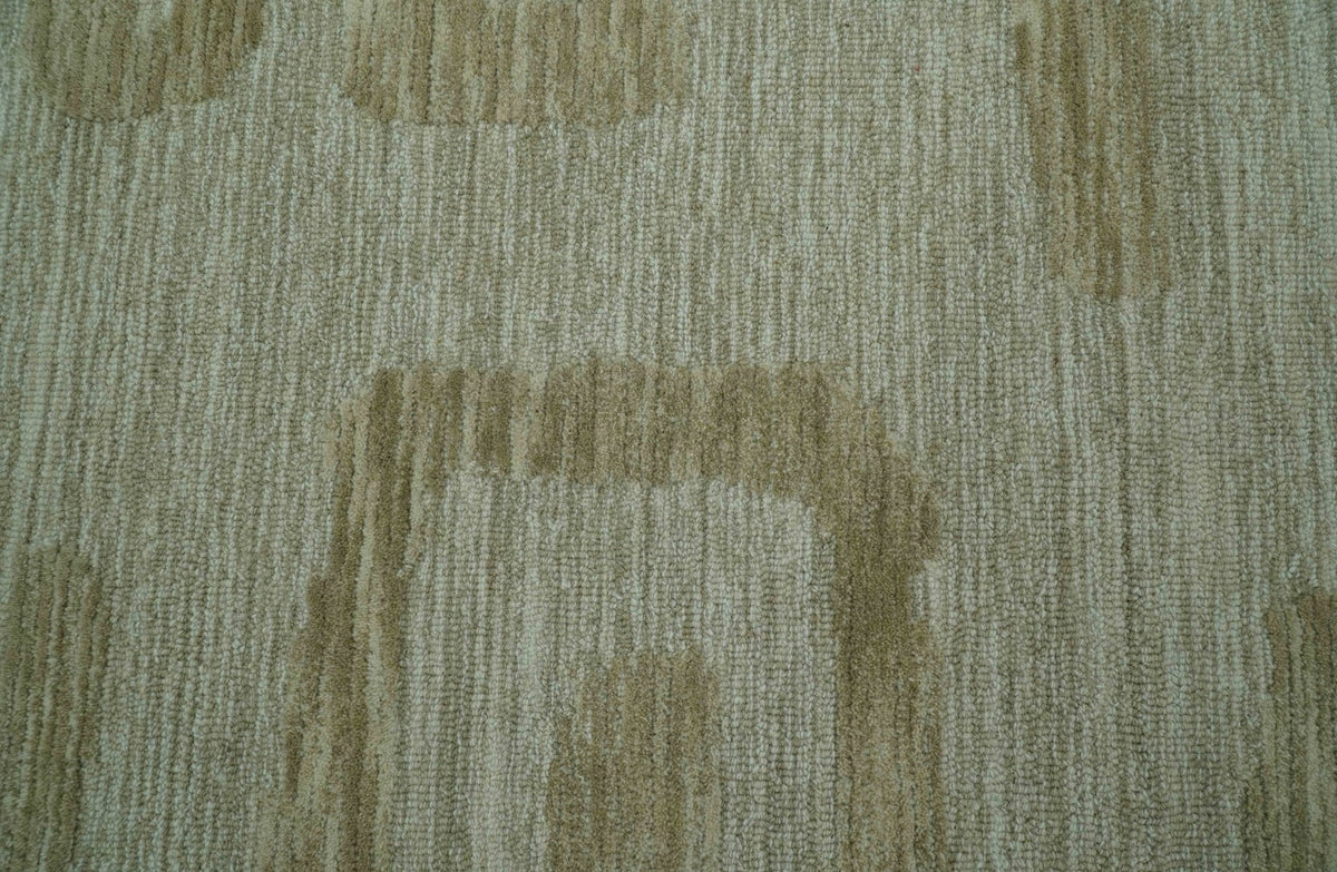 Custom Made brown And Ivory Modern Abstract Pattern Hand Tufted Wool Area Rug.
