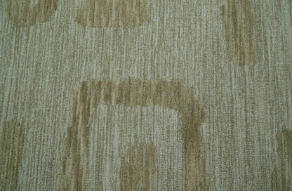 Custom Made brown And Ivory Modern Abstract Pattern Hand Tufted Wool Area Rug.