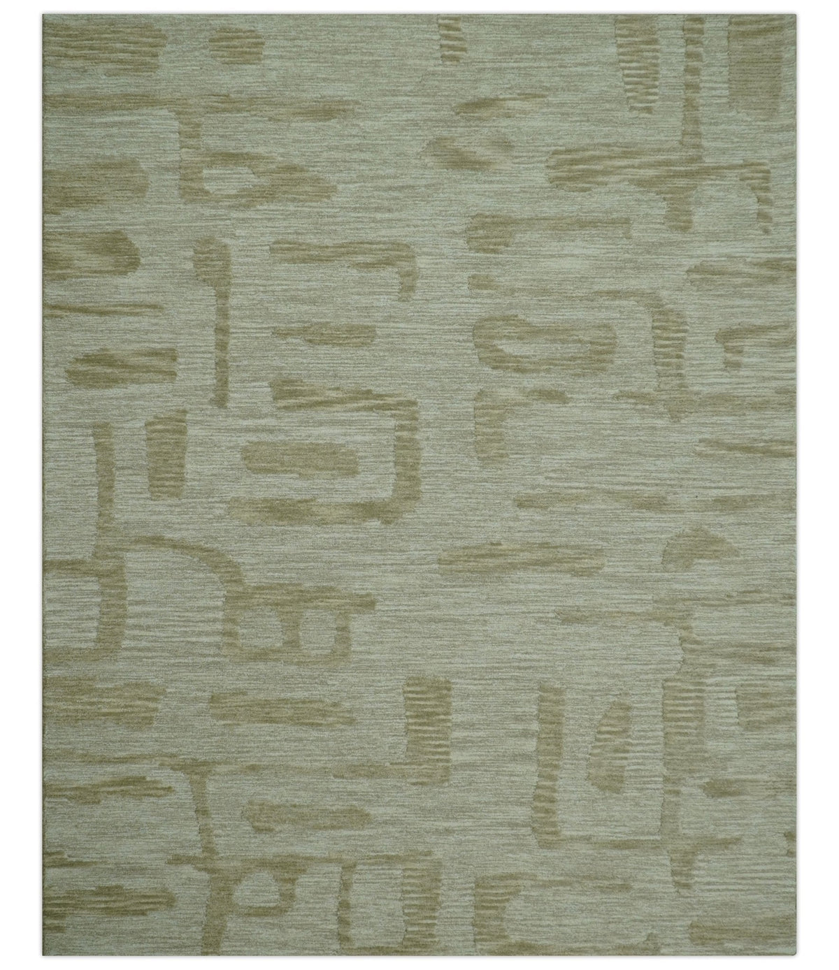 Custom Made brown And Ivory Modern Abstract Pattern Hand Tufted Wool Area Rug.