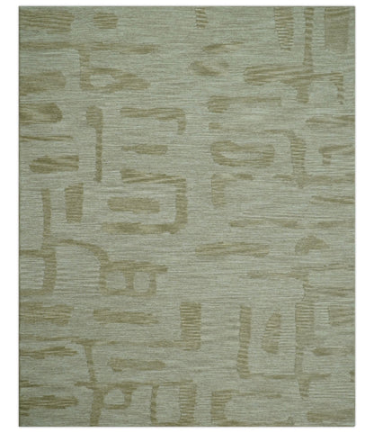 Custom Made brown And Ivory Modern Abstract Pattern Hand Tufted Wool Area Rug.
