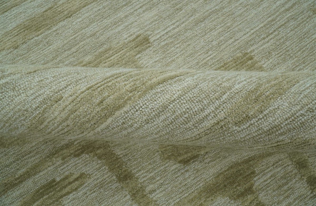Custom Made brown And Ivory Modern Abstract Pattern Hand Tufted Wool Area Rug.