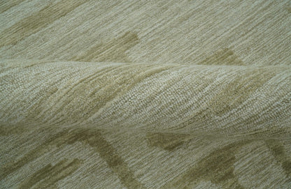 Custom Made brown And Ivory Modern Abstract Pattern Hand Tufted Wool Area Rug.