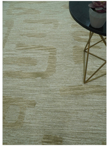 Custom Made brown And Ivory Modern Abstract Pattern Hand Tufted Wool Area Rug.