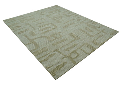 Custom Made brown And Ivory Modern Abstract Pattern Hand Tufted Wool Area Rug.