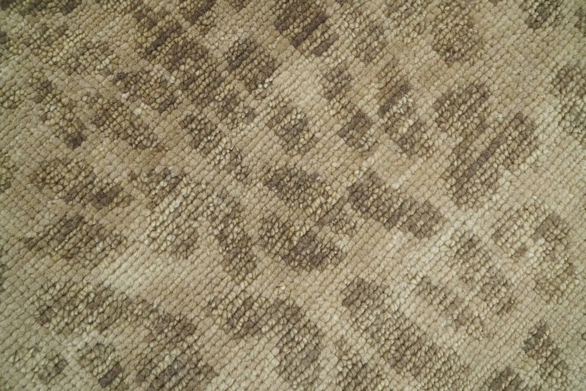 Custom Made Camel and Taupe Modern leopard Design Hand knotted wool area rug.