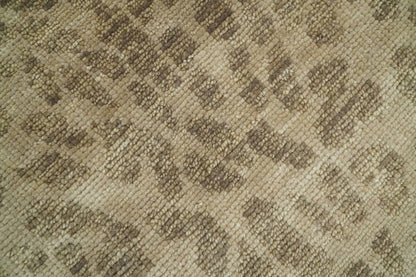 Custom Made Camel and Taupe Modern leopard Design Hand knotted wool area rug.