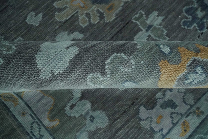 Custom Made Charcoal, Gray and Silver Antique look Traditional Oushak wool Area Rug.